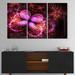 East Urban Home Glowing Purple Pink Fractal Flower - Multipanel Floral Metal Wall Art Metal in Indigo | 28 H x 36 W x 1 D in | Wayfair