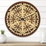 East Urban Home Orienta Chocolate Mandala Wall Clock Solid Wood in Brown | 23 H x 23 W x 1 D in | Wayfair 76F021E2CD3743DA8EC3290472C477D3