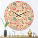 East Urban Home Tropical Botanicals, Flowers & Flamingo II Wood Wall Clock Solid Wood in White | 36 H x 36 W x 1 D in | Wayfair