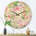 East Urban Home Tropical Botanicals & Flowers VI Wood Wall Clock Solid Wood in Brown/Green | 29 H x 29 W x 1 D in | Wayfair