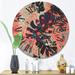 East Urban Home Tropical Floral Patchwork II Wood Wall Clock Solid Wood in Black/Blue/Brown | 16 H x 16 W x 1 D in | Wayfair