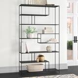 Joss & Main Renita 86" H x 49.5" W Geometric Bookcase Wood in Black/Brown | 86 H x 49.5 W x 14 D in | Wayfair 1A9F004917A146ADA6CBCC9236BD6555