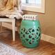 Rosecliff Heights Kryan Knotted Quatrefoil Decorative Ceramic Garden Stool Ceramic in Green | 18 H x 13 W x 13 D in | Wayfair