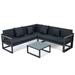 LeisureMod Chelsea Black Sectional With Adjustable Headrest & Coffee Table With Cushions - LeisureMod CSLBL-80BL