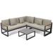 LeisureMod Chelsea Black Sectional With Adjustable Headrest & Coffee Table With Cushions - LeisureMod CSLBL-80BG