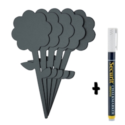 Securit® Silhouette Blumen-Kreidetafeln-Anhänger mit Kreidemarker, 5er-Set Image