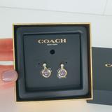 Coach Jewelry | Coach Open Circle Earrings W Gift Box | Color: Gold/Purple | Size: Os