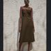 Zara Dresses | Linen Mid Length Dress | Color: Brown/Green | Size: S