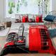 London Big Ben Bedding Set Red Telephone Booth Bus Duvet Cover Set for Kids Boys Girls British Style Comforter Cover London Cityscape Quilt Cover Bedroom Collection 3Pcs Super King Size