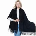 Cashmere Scarf, vimate Winter Thick Black Cashmere Scarf Shawls and Wraps for Women and Men (UK-Black)