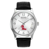 Men's Silver Ole Miss Rebels Leather Watch