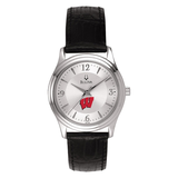 Women's Silver Wisconsin Badgers Leather Watch