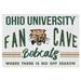 White Ohio Bobcats 24'' x 34'' Fan Cave Wood Sign