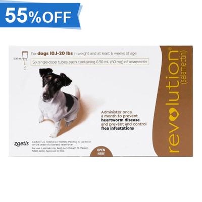 55% Off Revolution For Small Dogs 10.1 - 20lbs (Brown) 6 Doses