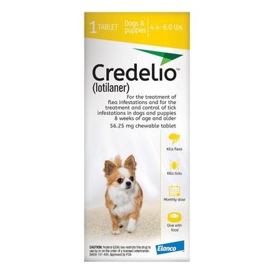 Credelio For Dogs 04 To 06 Lbs (56.25 Mg) Yellow 3 Doses