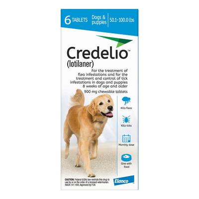 Credelio For Dogs 50 To 100 Lbs (900mg) Blue 6 Dos...
