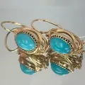 Boucles d'oreilles crochet en or pour femmes boucles d'oreilles ovales en cristal vert pour fête de