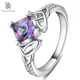 Bague en argent 925 pour femmes anneau carré de 6x6 Mm pierre topaze mystique de feu arc-en-ciel