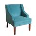 Fabric Upholstered Wooden Accent Chair with Swooping Armrests and Damask Pattern Design - 33.25 H x 25 W x 27.75 L Inches