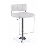 Adjustable Modern Metal Bar Stool, White & Silver - 33 H x 18.75 W x 17 L Inches