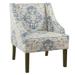 Fabric Upholstered Wooden Accent Chair with Swooping Armrests and Damask Pattern Design - 33.25 H x 25 W x 27.75 L Inches