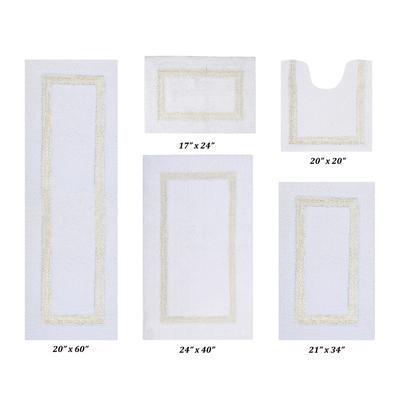 Hotel Collections Bath Mat Rug 5 Piece Set (17" X 24" | 20" X 20" | 21" X 34" | 24" X 40" | 20" X 60 by Better Trends in White Ivory