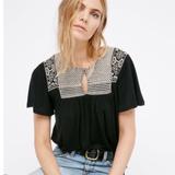 Free People Tops | Free People Smock It To Me Tee Sz Xs | Color: Black/Cream | Size: Xs