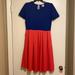 Lularoe Dresses | Lularoe Amelia Dress Coral And Blue Size Large | Color: Blue/Red | Size: L