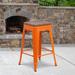 Flash Furniture Margherite 30" High Backless Metal Outdoor Barstool w/ Square Wood Seat Wood in Orange | 24" | Wayfair CH-31320-24-OR-WD-GG