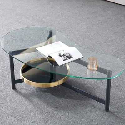 Table Basse Design Arrondi Smoke - Verre, Verre, Métal, Ovale, Style Art déco, 120 x 70 x 38 cm