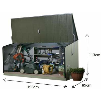 Metall Gerätebox, Fahrradbox Stowaway, Aufbewahrungsbox inkl. Boden anthrazit 196 x 89 x 113 cm (l