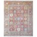 Shahbanu Rugs Red with Touches of Blue Afghan Oushak All Over Leaf Design Wool Hand Knotted Oversized Rug (11'10"x14'3")