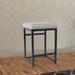 Open Back Metal Counter Stool with Fabric Upholstered Padded Seat - 24 H x 16 W x 16 L Inches