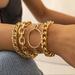 Free People Jewelry | 14k Gold Chunky Bracelet Set Of 4 | Color: Gold | Size: Os