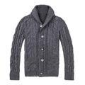 Cardigan Sweater for Men Shawl Collar Sweaters Solid Knitwear Dark Grey L