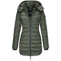 WJANYHN Winter Fashion Casual Women's Cotton-Padded Jacket, Women's Mid-Length Slim-Fitting Padded Jacket, Warm Down Padded Jacket ArmyGreen