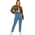 JMOJO Women’s Long Sleeve Denim Jacket Camo Print Twill Cropped Army Jacket (8)