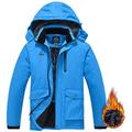 donhobo Men's Waterproof Ski Jackets,Winter Fleece Windproof Jacket Outdoor Hiking Windbreaker Coats with Hood Blue M