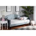Baxton Studio Benjamin Modern and Contemporary Light Blue Velvet Fabric Upholstered and Dark Brown Finished Wood Full Size Daybed - Wholesale Interiors Benjamin-Light Blue Velvet-Daybed-Full