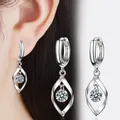 Boucles d'oreilles en argent Sterling 925 pour femmes bijoux à breloques en Zircon cristal