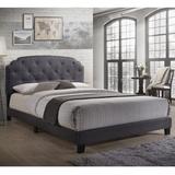 Tradilla Wooden Queen Bed in Gray Fabric with Slats & Headboard & Footboard & Side Rails