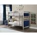 Varian Twin/Twin Bunk Bed with Guardrail & Ladder, Blue Velvet & Silver Finish