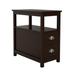 Wood Side Table Nightstand with 2 Drawers and Open Storage Shelf