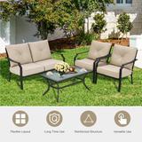 4 PCS Patio Furniture Set Cushion Sofa Loveseat Sectional Garden Deck - 54'' x 33'' x 34''