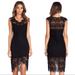 Free People Dresses | Free People Peek A Boo Black Lace Slip Dress | Color: Black | Size: Xs