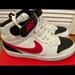 Nike Shoes | Gently Worn Nike Court Borough Mid 2 White/Red/Blk, Size 5.5y (Big Boys) | Color: Black/White | Size: 5.5b