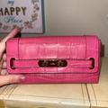 Coach Bags | Coach Croc Swagger Wallet In Croc Embossed Leather Dahlia | Color: Pink | Size: Os
