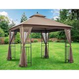 APEX GARDEN Harmony II 10 ft. x 10 ft. Gazebo w/ Mosquito Net & Corner Shelves /Soft-top in Black/Gray | 117.7 H x 129 W x 129 D in | Wayfair