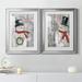 The Holiday Aisle® Let It Snow Snowman - 2 Piece Textual Art Print Set Paper, Solid Wood in Gray/Green/White | 42.5 H x 61 W x 1.5 D in | Wayfair