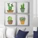 Dakota Fields Boho Cacti I - 4 Piece Picture Frame Painting Set on Canvas in Black/Blue/Green | 30.5 H x 122 W x 6 D in | Wayfair